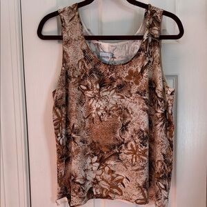 Chico's Tan and Brown Floral Tank Top